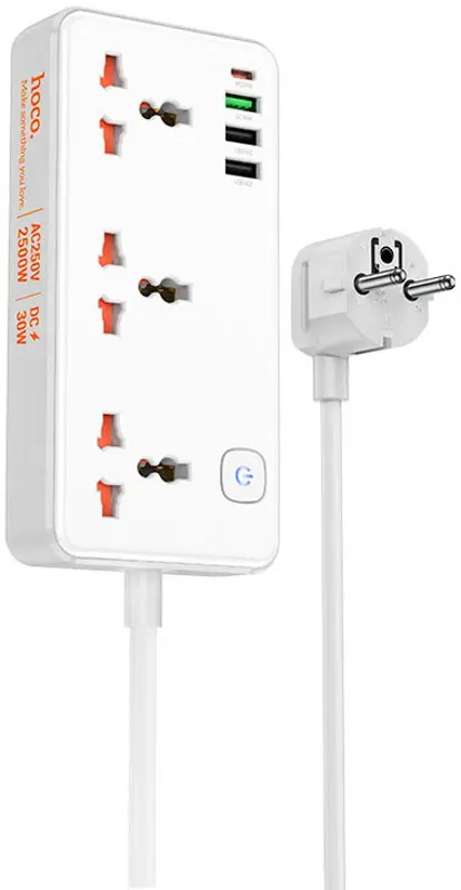 Сетевой фильтр-удлинитель Hoco AC8A Storm 1.5м (White)