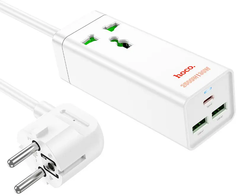 Сетевой фильтр-удлинитель Hoco AC9A Talent 1.5м (White)