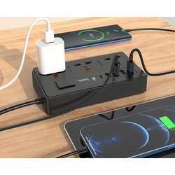 Сетевой фильтр-удлинитель Hoco DC15 (Black) Thumb