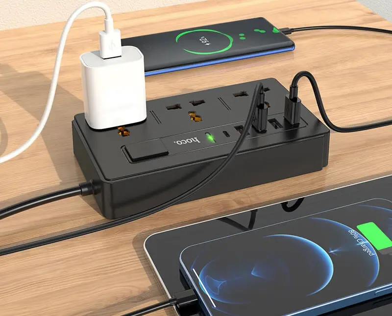 Сетевой фильтр-удлинитель Hoco DC15 (Black)