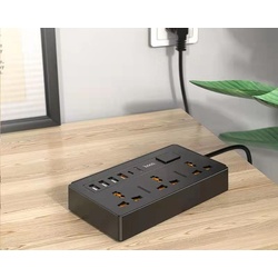 Сетевой фильтр-удлинитель Hoco DC15 (Black) Thumb