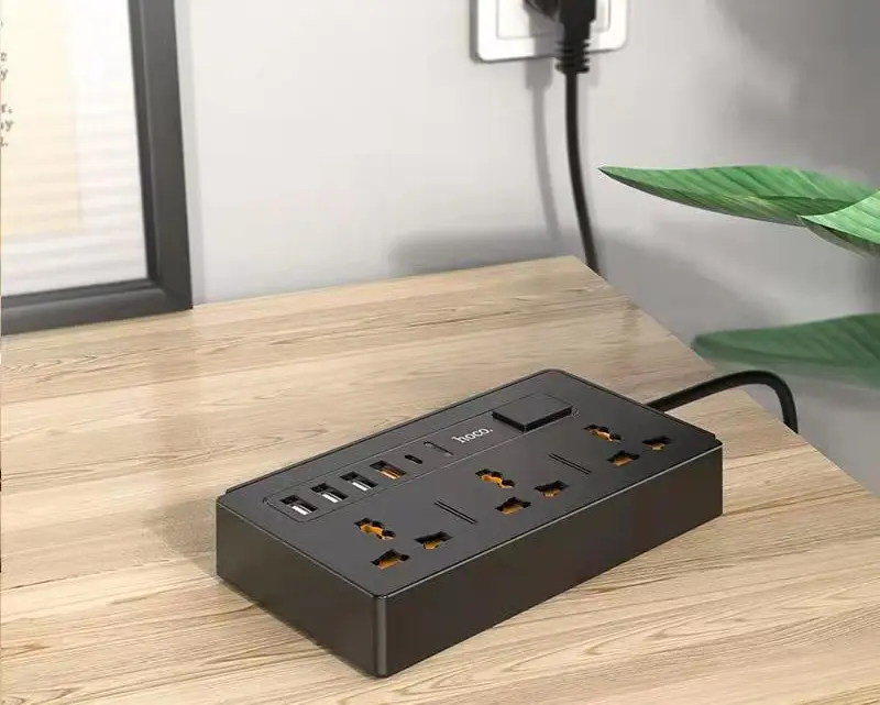 Сетевой фильтр-удлинитель Hoco DC15 (Black)