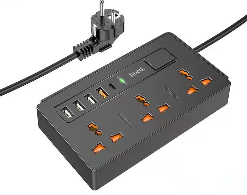 Сетевой фильтр-удлинитель Hoco DC15 (Black)