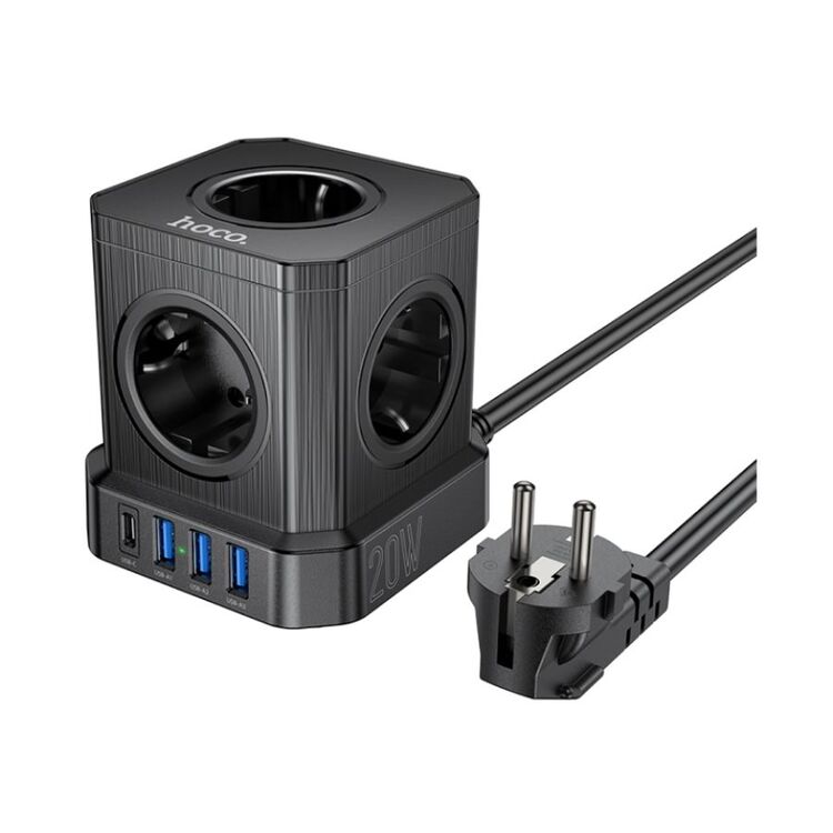 Сетевой фильтр-удлинитель Hoco NS8 Sharp PD20W/1C3A (Black)