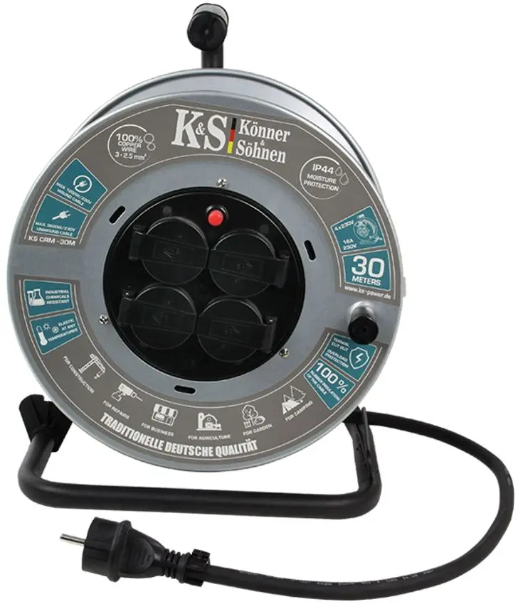 Prelungitor cu tambur Konner & Sohnen KS CRM-30M 30m (Gray) - 5
