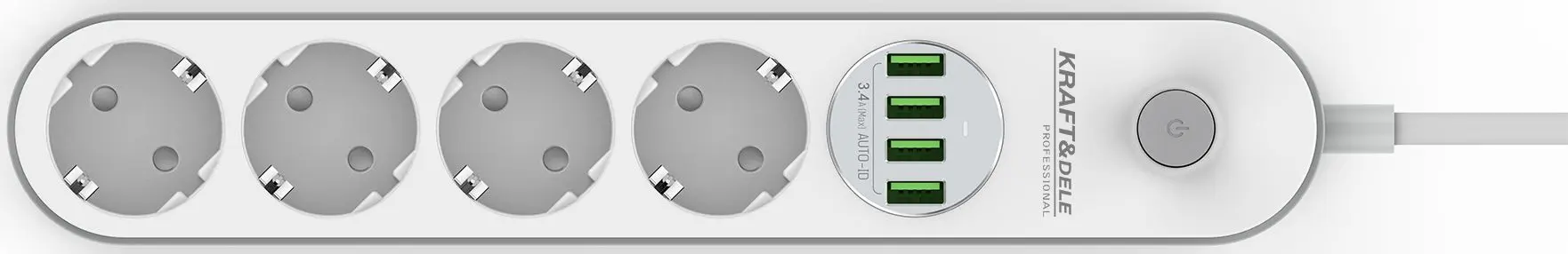 Filtru de retea-prelungitor Kraft&Dele Professional KD4030 2m (White)