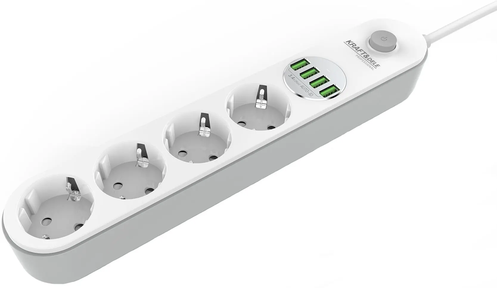 Filtru de retea-prelungitor Kraft&Dele Professional KD4030 2m (White)