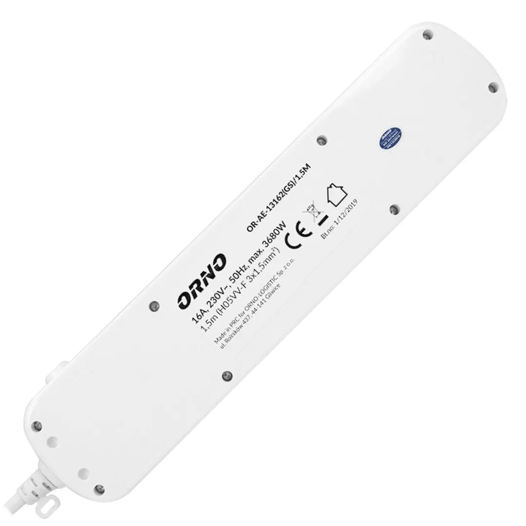 Сетевой фильтр-удлинитель Orno Multiswitch ORAE13162(GS) 1.5m (White)