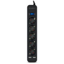 Сетевой фильтр-удлинитель Sven SF-05LU 1.8m (Black)