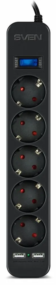 Сетевой фильтр-удлинитель Sven SF-05LU 1.8m (Black)
