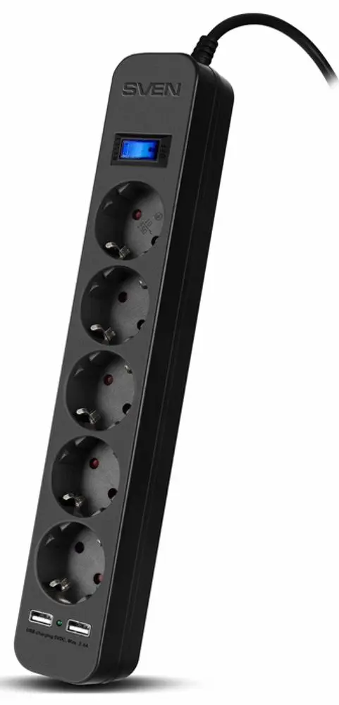 Сетевой фильтр-удлинитель Sven SF-05LU 5m (Black) - 3