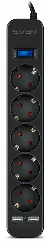 Сетевой фильтр-удлинитель Sven SF-05LU 5m (Black)