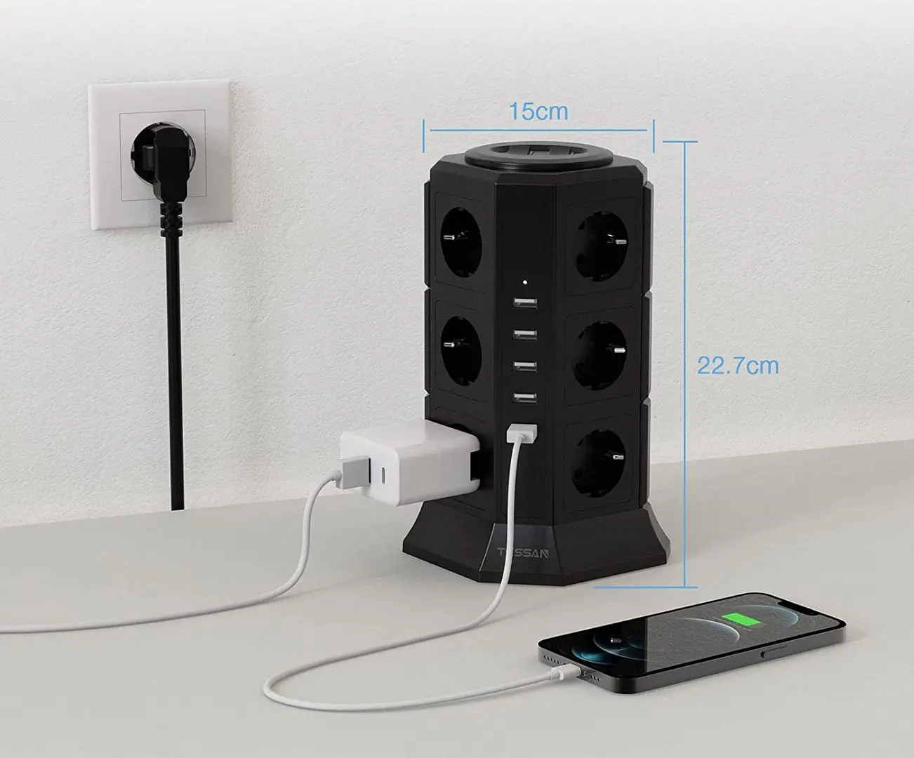 Удлинитель-башня Tessan TP-VA5U12E 2m (Black)