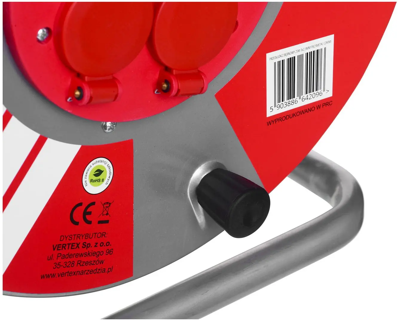 Удлинитель на катушке Vertex PB25METAL 25м (Red/Black) - 2
