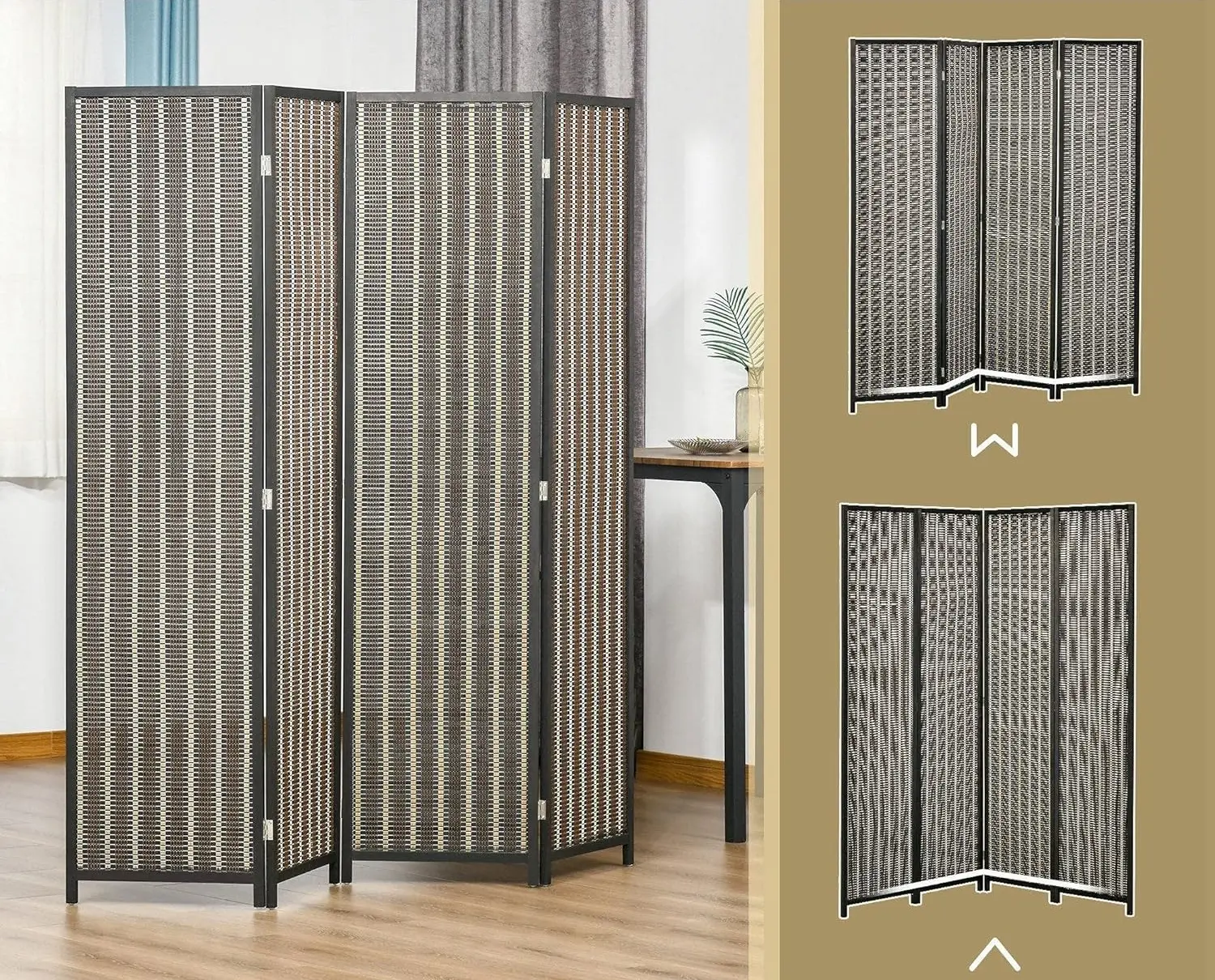Ширма для комнаты Homcom 830-311 (Black/Brown) - 4