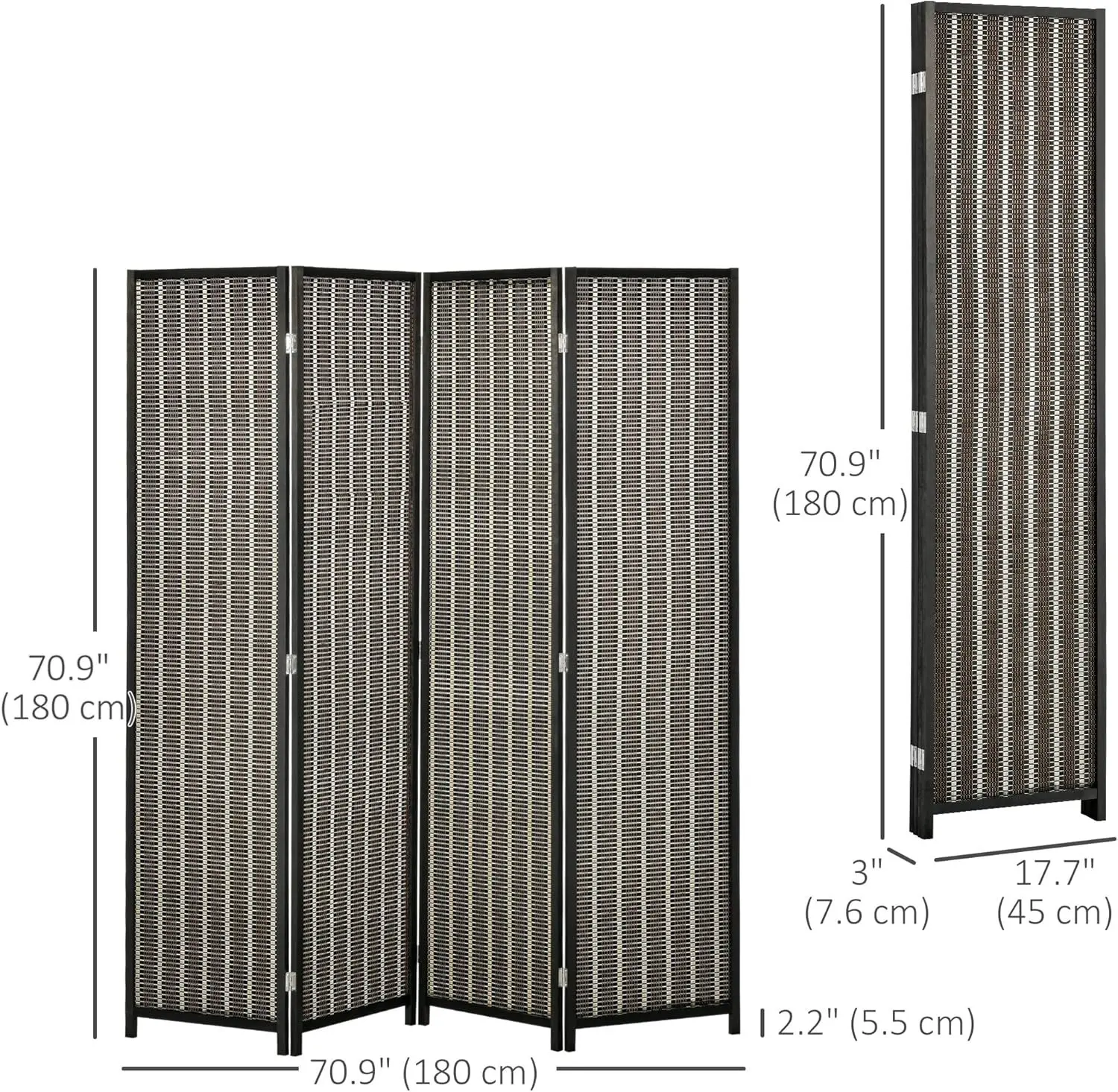 Ширма для комнаты Homcom 830-311 (Black/Brown) - 7