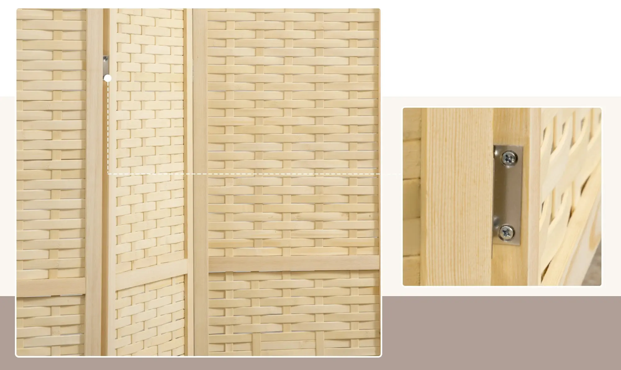 Paravan de camera Homcom 830-623V00ND (Natural) - 5