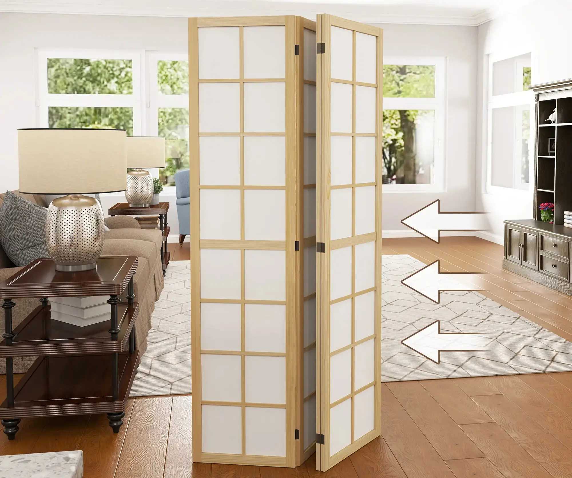 Paravan de camera Homcom 830-965V01ND (Natural/White) - 5