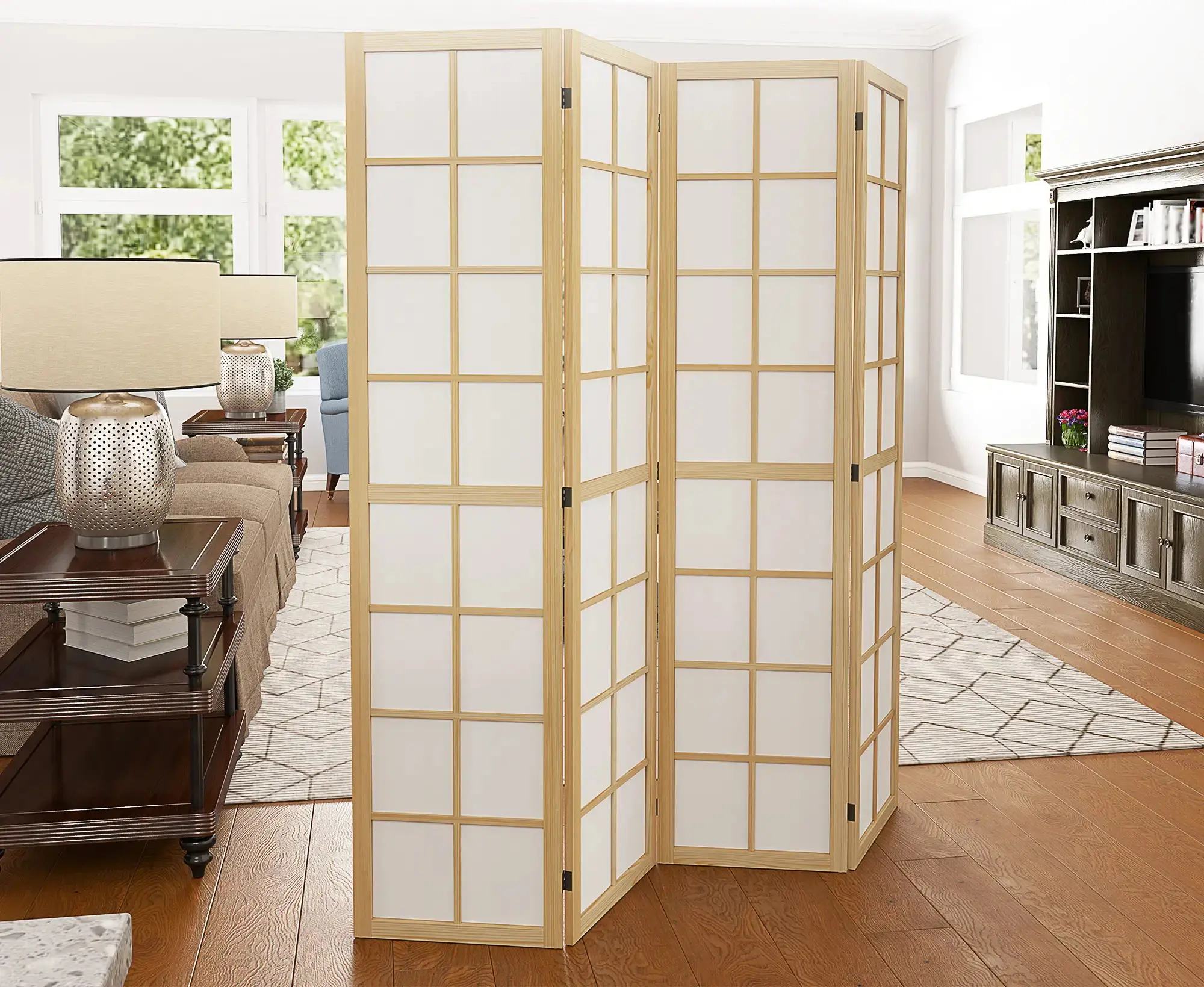 Paravan de camera Homcom 830-965V01ND (Natural/White) - 6