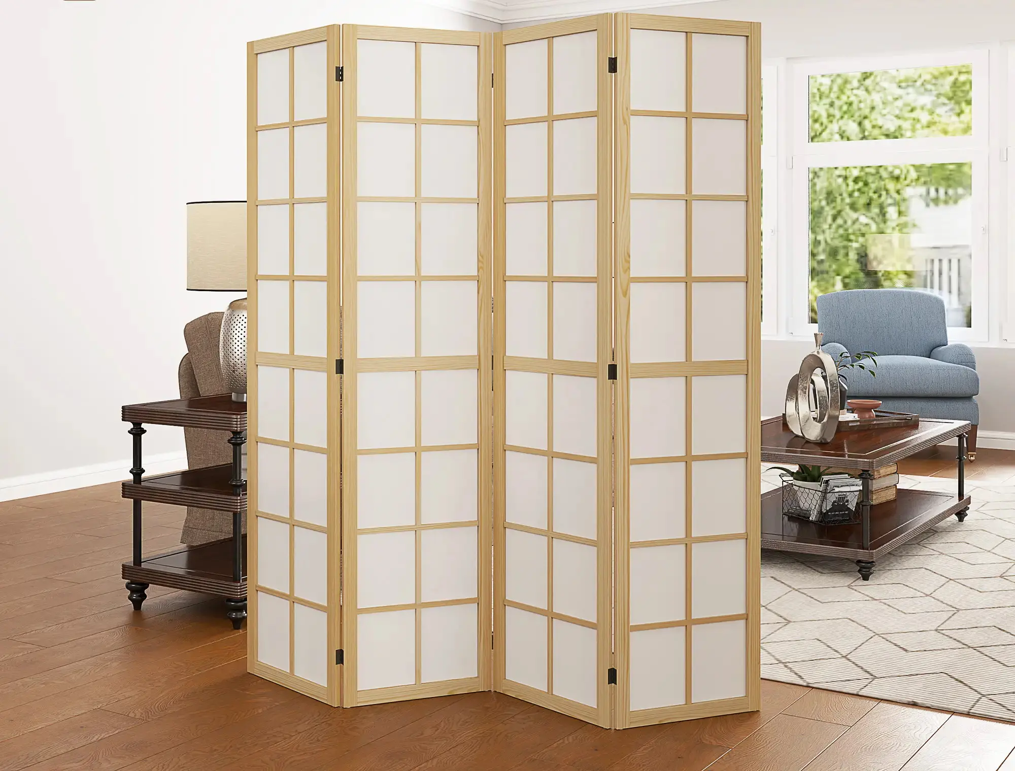 Paravan de camera Homcom 830-965V01ND (Natural/White) - 7