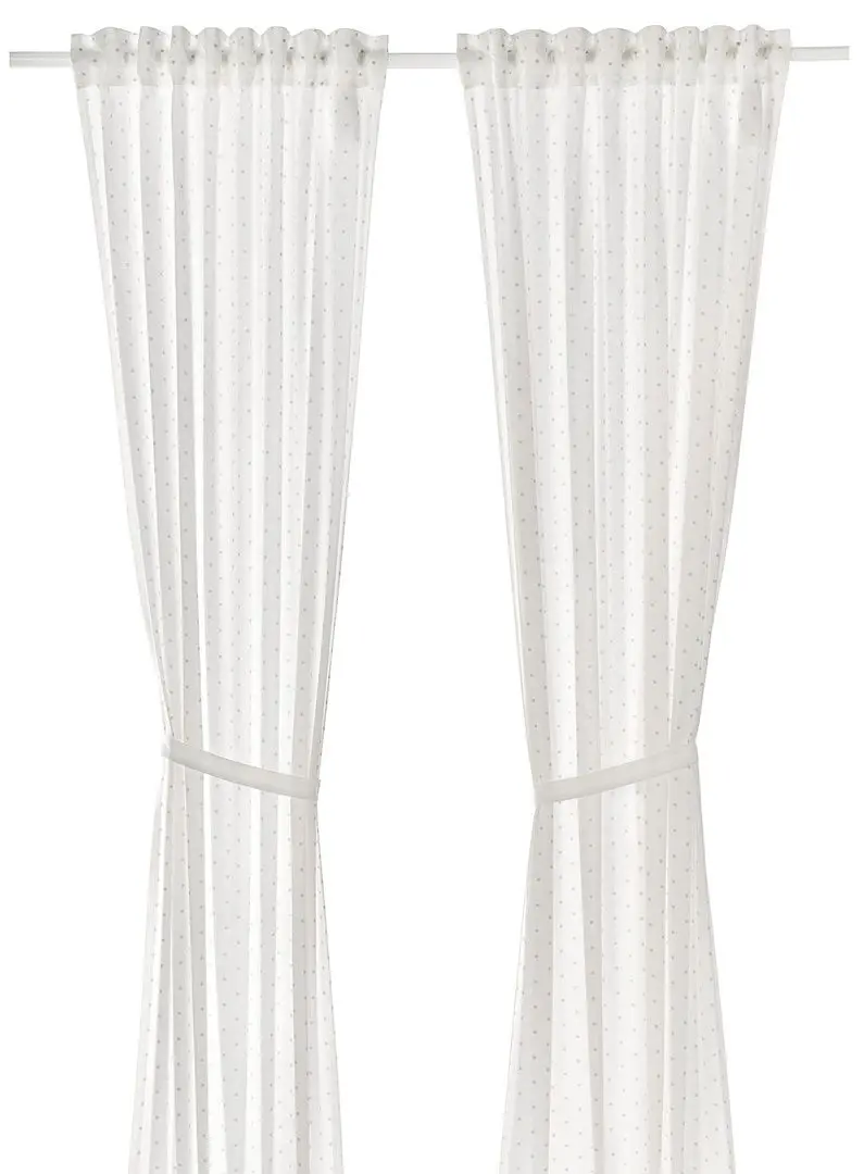 Perdele cu cordon Ikea Len 120x300 (Buline/Alb)