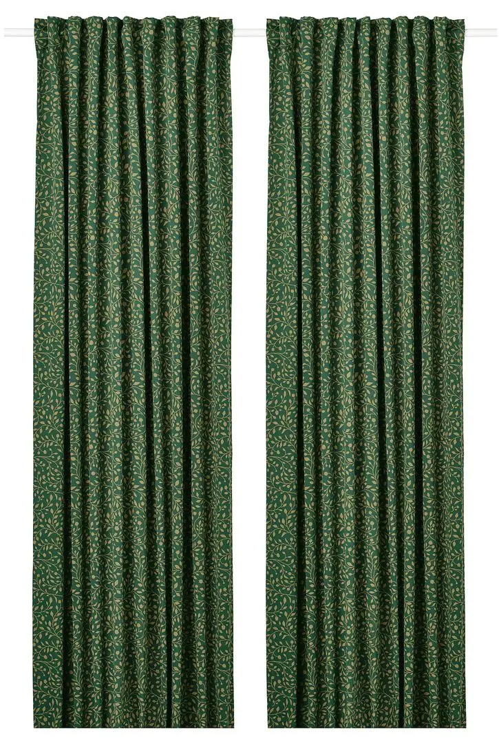 Шторы затемняющие Ikea Blabarsmott 145x300 (Зеленый)