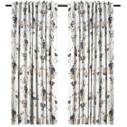 Шторы затемняющие Ikea Pialotta 145x300 (Светло-бежевый/Цветы)