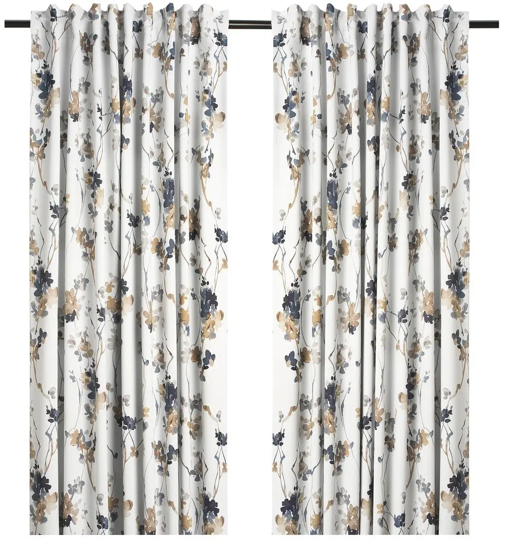 Шторы затемняющие Ikea Pialotta 145x300 (Светло-бежевый/Цветы)