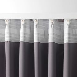 Шторы затемняющие Ikea Pialotta 145x300 (Светло-бежевый/Листья) Thumb