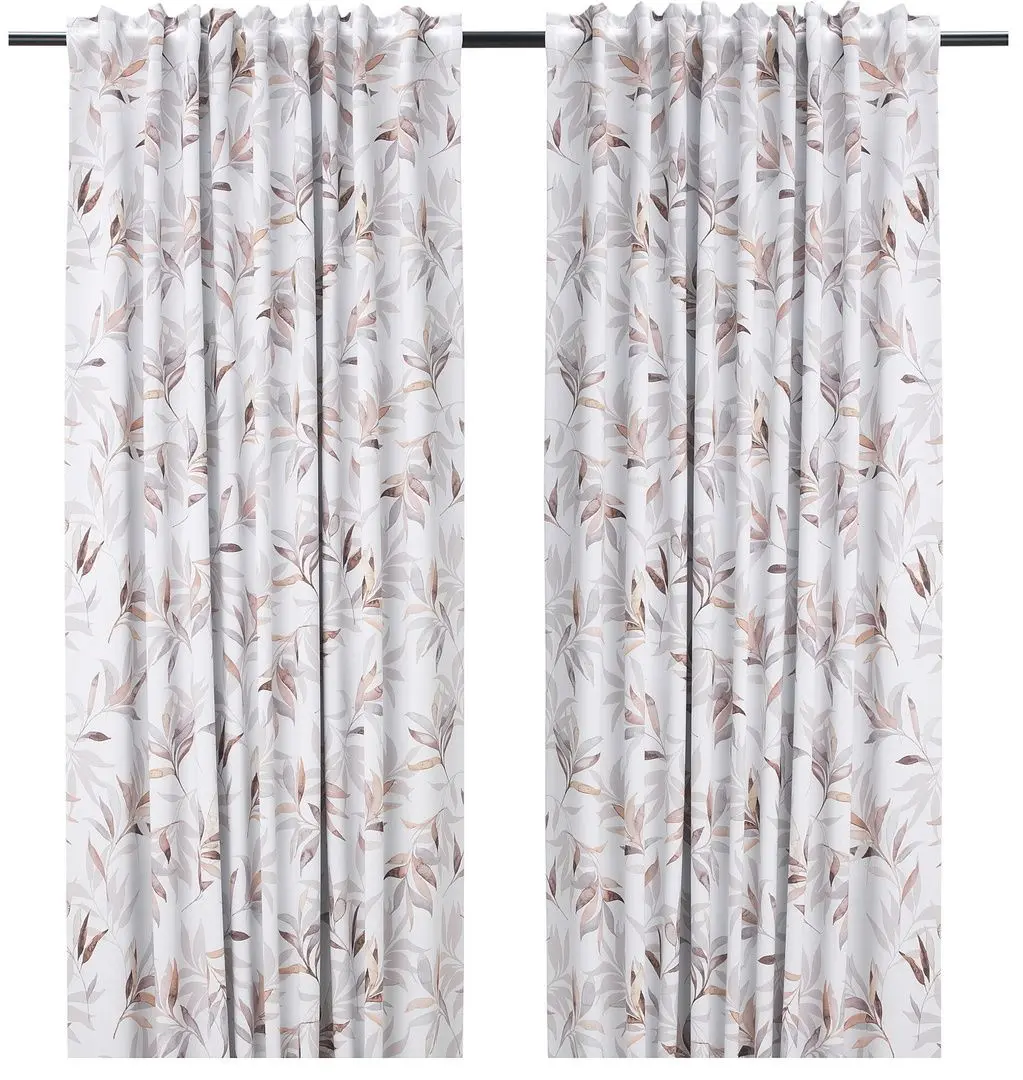 Шторы затемняющие Ikea Pialotta 145x300 (Светло-бежевый/Листья)