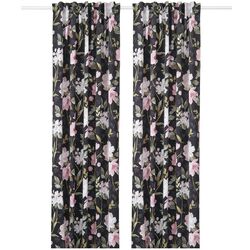 Шторы затемняющие Ikea Rosenmott 145x300 (Черный/С цветочным орнаментом)
