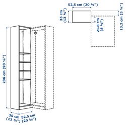 Дополнительный угловой модуль Ikea Pax 4 полки 53x35x236 (Белый) Thumb