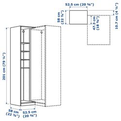 Дополнительный угловой модуль Ikea Pax 4 полки 53x58x201 (Под Дуб Беленый) Thumb