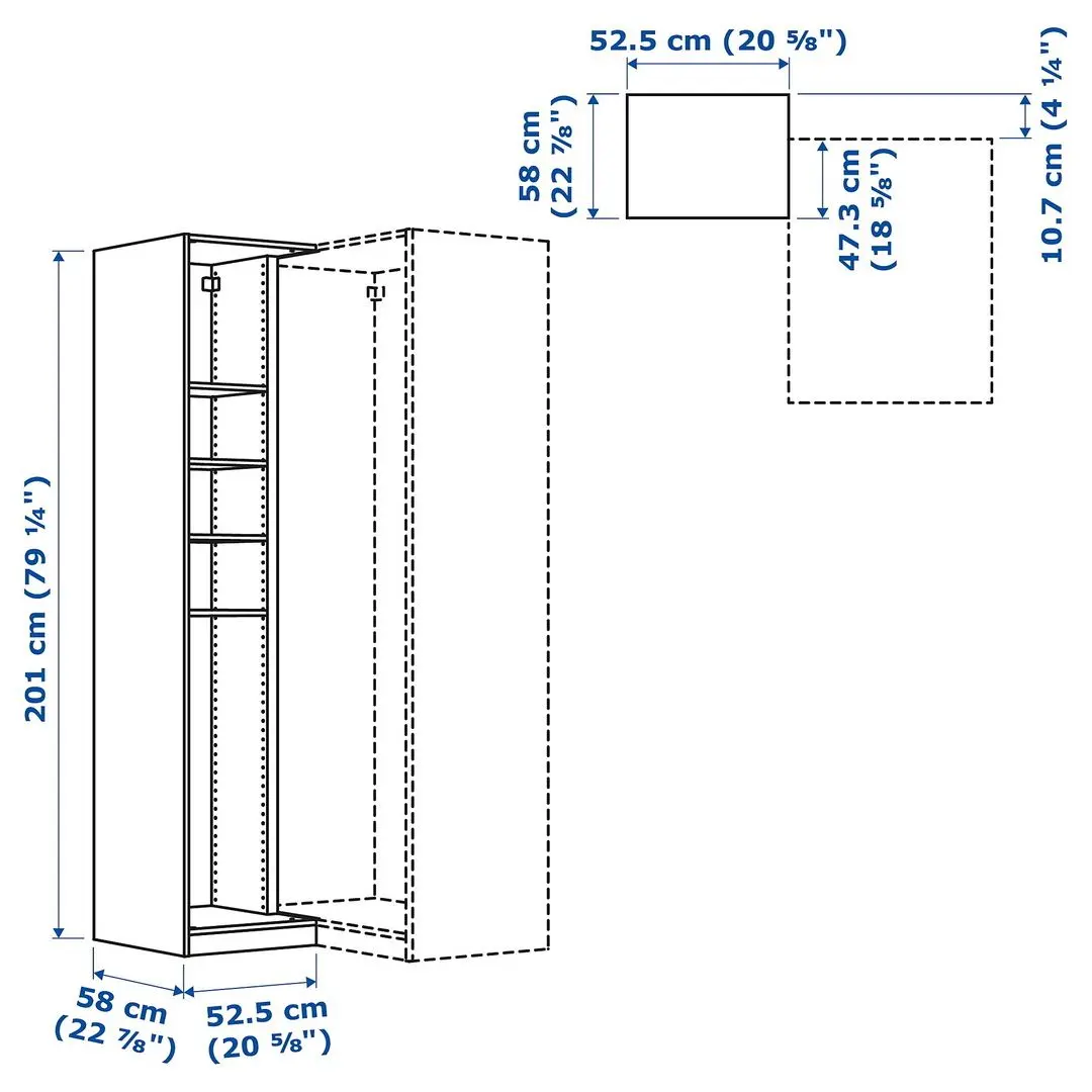 Дополнительный угловой модуль Ikea Pax 4 полки 53x58x201 (Под Дуб Беленый) - 4
