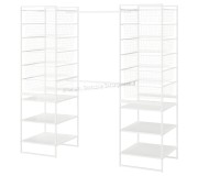 Sistem depozitare Ikea Jonaxel cadru/cosuri de plasa/bara umerase/6 polite 142-178x51x173 (Alb)