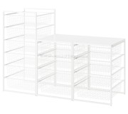 Sistem depozitare Ikea Jonaxel cadru/cosuri de plasa/polite sup 148x51x104 (Alb)