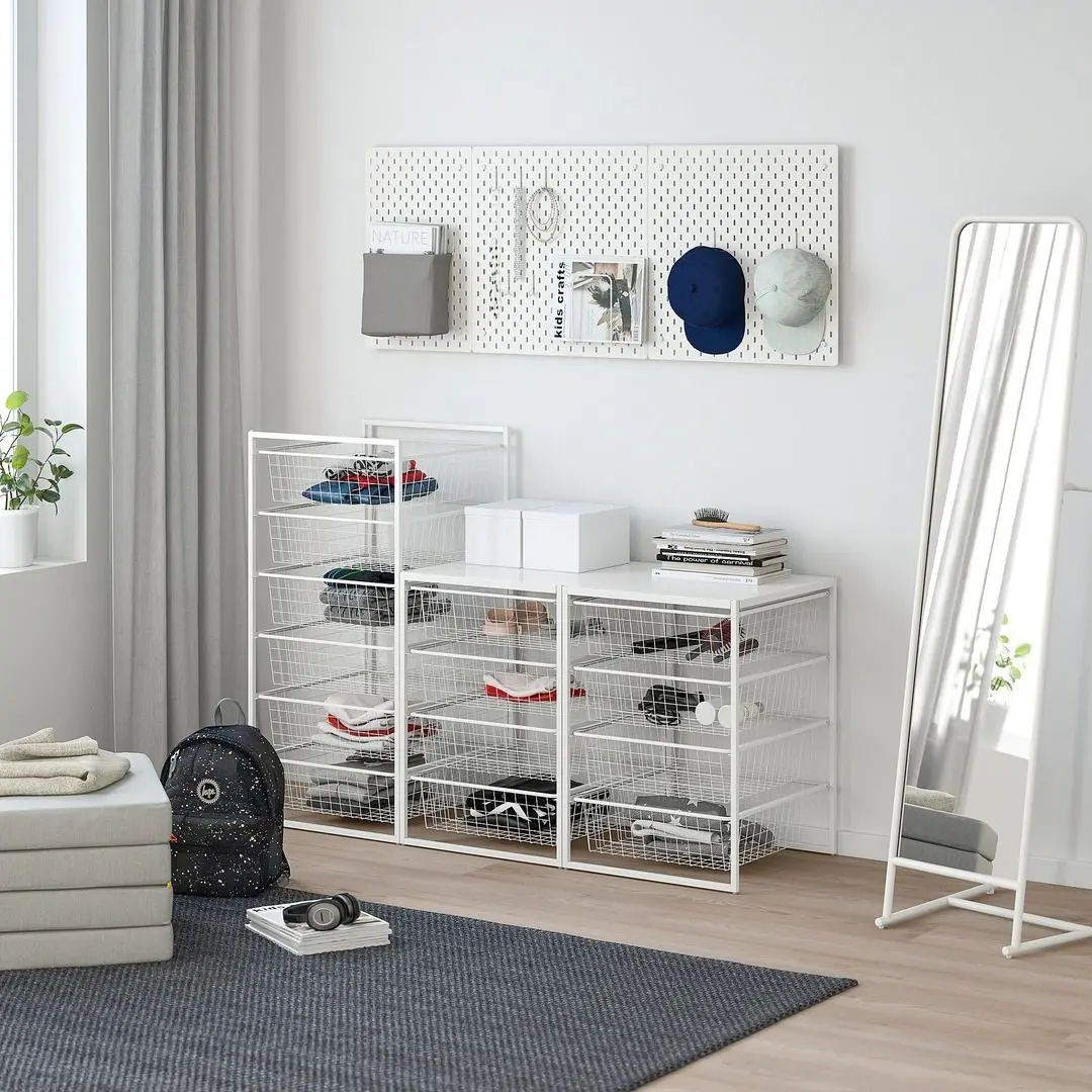 Система хранения Ikea Jonaxel каркас/проволочные корзины/верхние полки 148x51x104 (Белый)