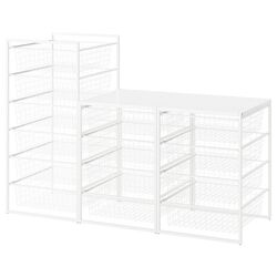 Sistem depozitare Ikea Jonaxel cadru/cosuri de plasa/polite sup 148x51x104 (Alb)