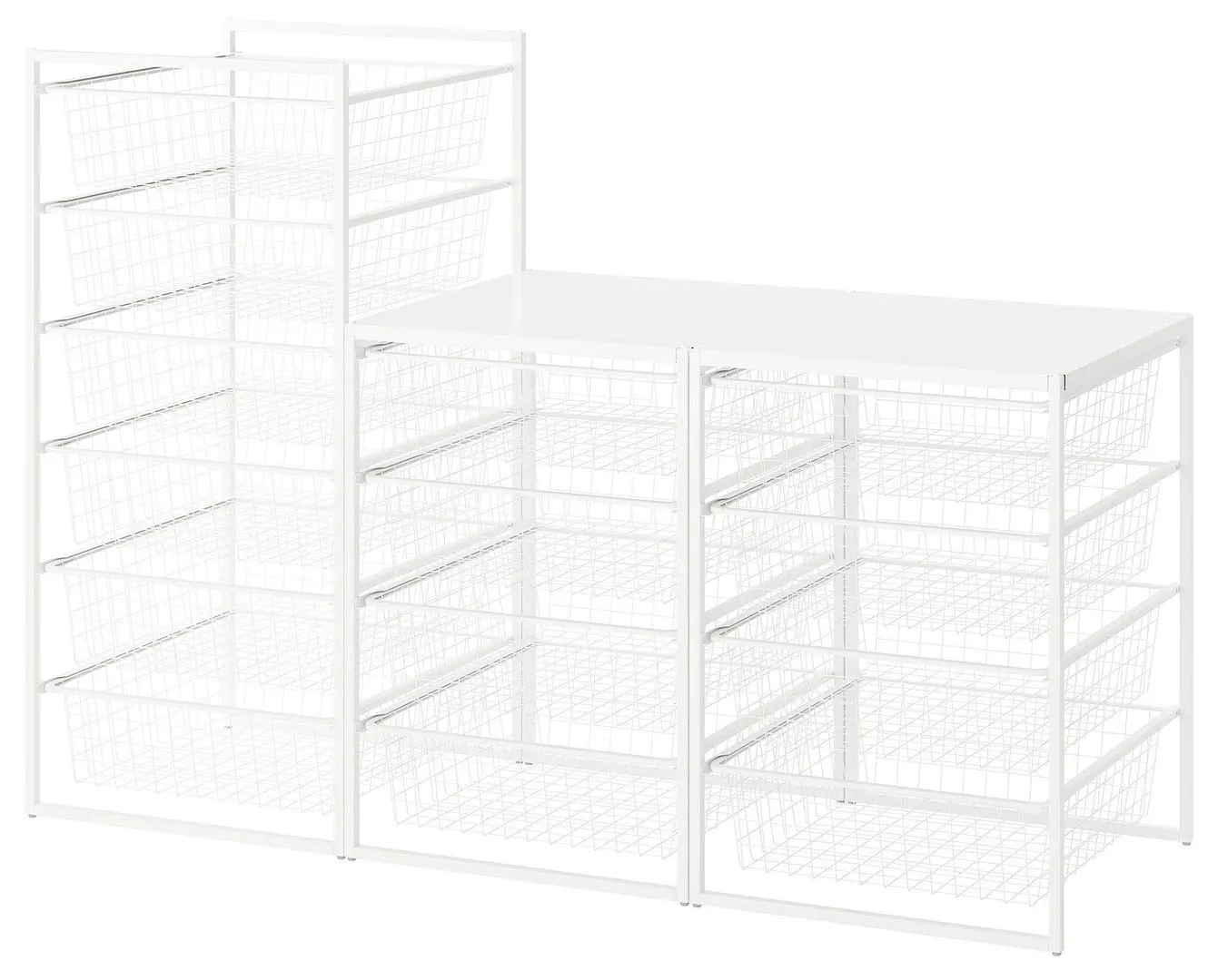 Система хранения Ikea Jonaxel каркас/проволочные корзины/верхние полки 148x51x104 (Белый)