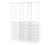 Sistem depozitare Ikea Jonaxel cadru/cosuri de sarma/bara umerase 148x51x207 (Alb)