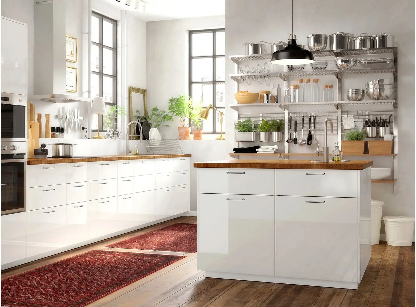 Sistem depozitare suspendata Ikea Kungsfors polita/gratar (Inox/Frasin)