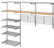 Sistem depozitare suspendata Ikea Kungsfors cu polite/gratar (Inox/Bambus)