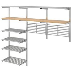 Sistem depozitare suspendata Ikea Kungsfors cu polite/gratar (Inox/Bambus)