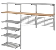 Sistem depozitare suspendata Ikea Kungsfors cu polite/gratar (Inox/Frasin)