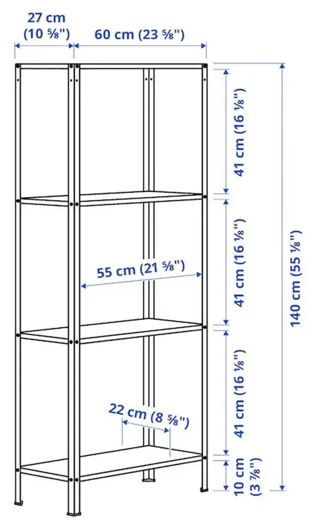 Etajera Ikea Hyllis interior/exterior 60x27x140 (Argintiu)