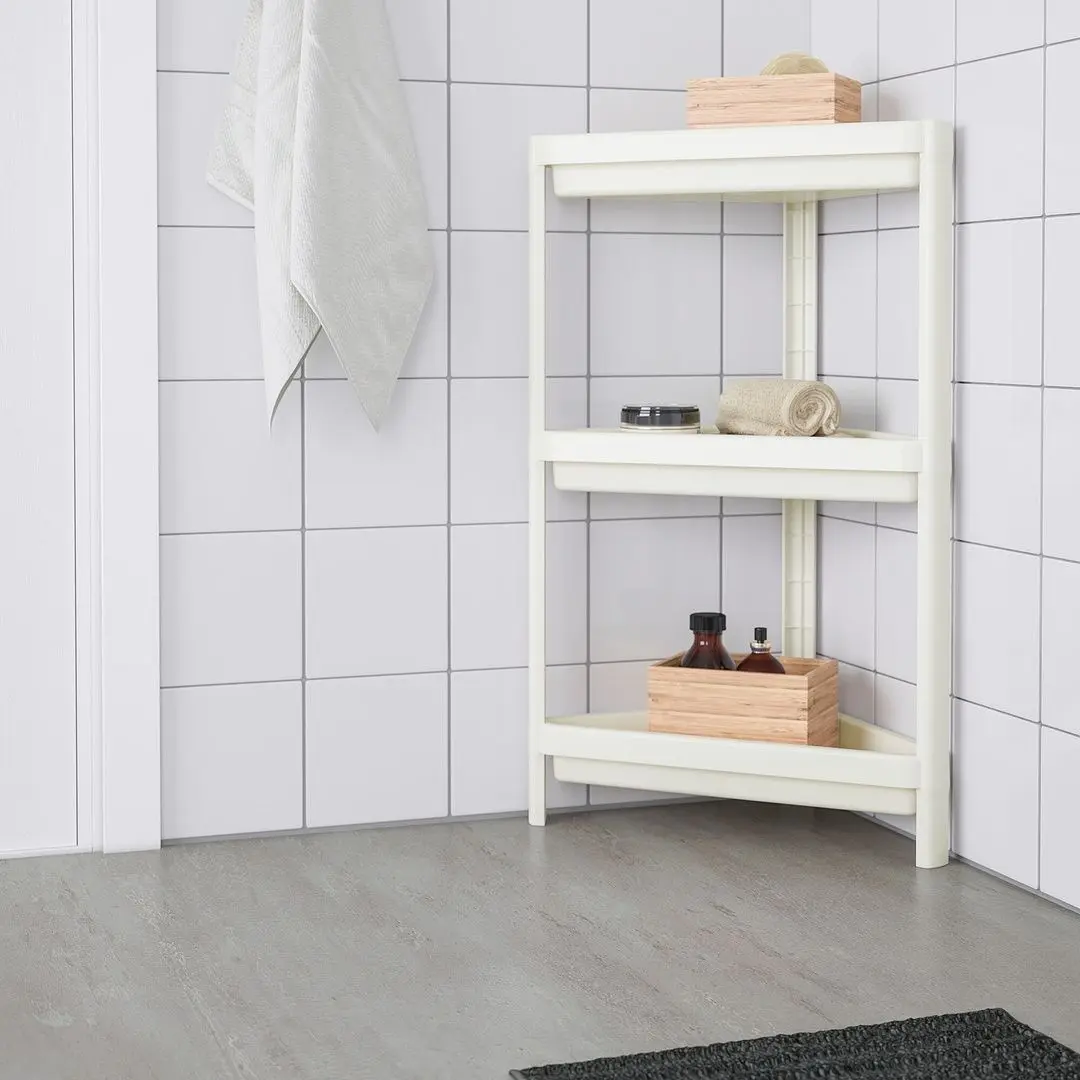 Etajera de colt Ikea Vesken 33x33x71 (Alb)