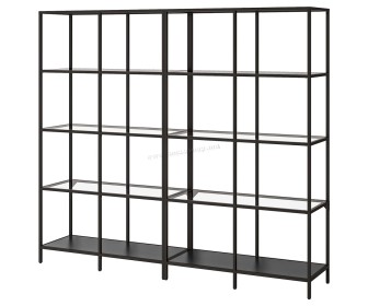 Стеллаж Ikea Vittsjo стекло 200x36x175 (Черно-коричневый)