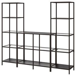 Etajera Ikea Vittsjo Sticla 202x36x175 (Negru-Maro)