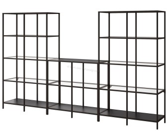 Стеллаж Ikea Vittsjo Стекло 300x36x175 (Черно-коричневый)