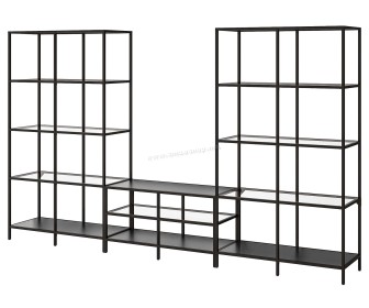 Etajera Ikea Vittsjo Sticla 300x36x175 (Negru-maro)